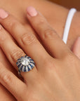 2.63 Carat Diamond & Blue Sapphire Ring Engagement Rings Estate & Vintage
