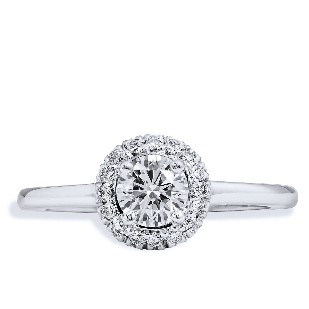 Round Brilliant Cut Diamond Engagement Ring with Halo Engagement Rings H&H Jewels