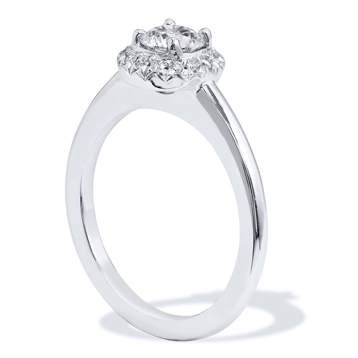 Round Brilliant Cut Diamond Engagement Ring with Halo - Alternate View 2