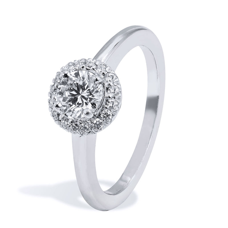 Round Brilliant Cut Diamond Engagement Ring with Halo Engagement Rings H&H Jewels