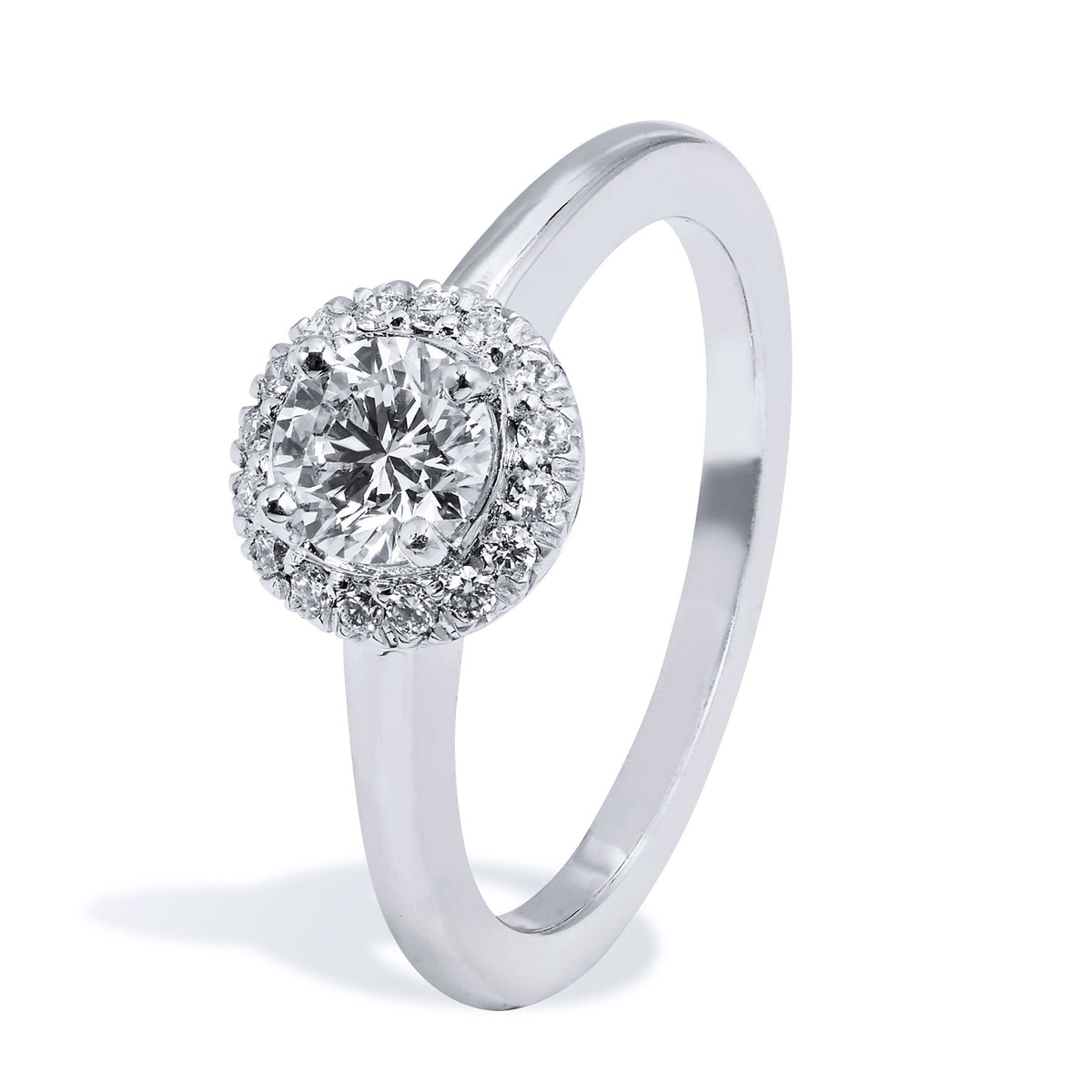 Round Brilliant Cut Diamond Engagement Ring with Halo - Alternate View 1
