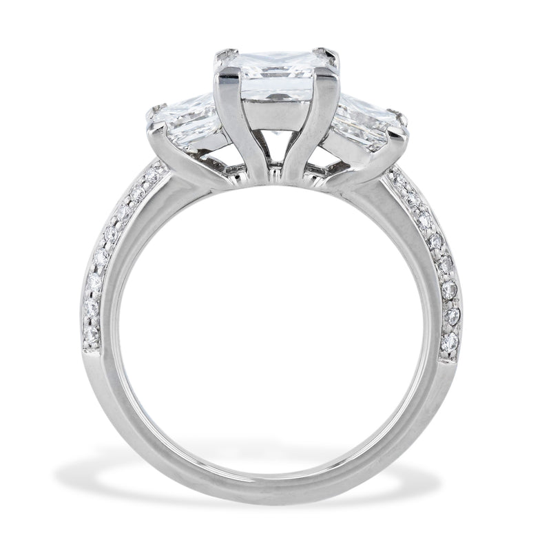 Platinum 3 Princess Cut Diamond Engagement Ring Rings H&H Jewels