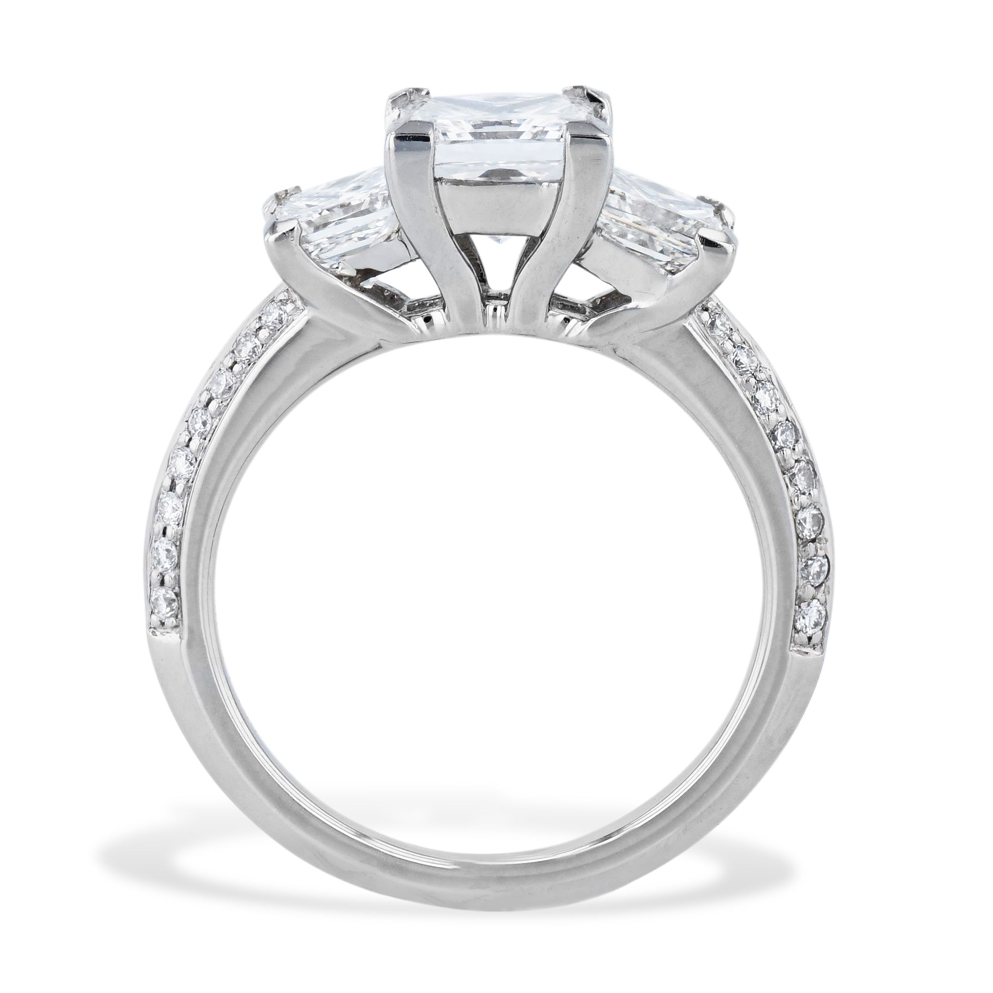 Platinum 3 Princess Cut Diamond Engagement Ring Rings H&amp;H Jewels