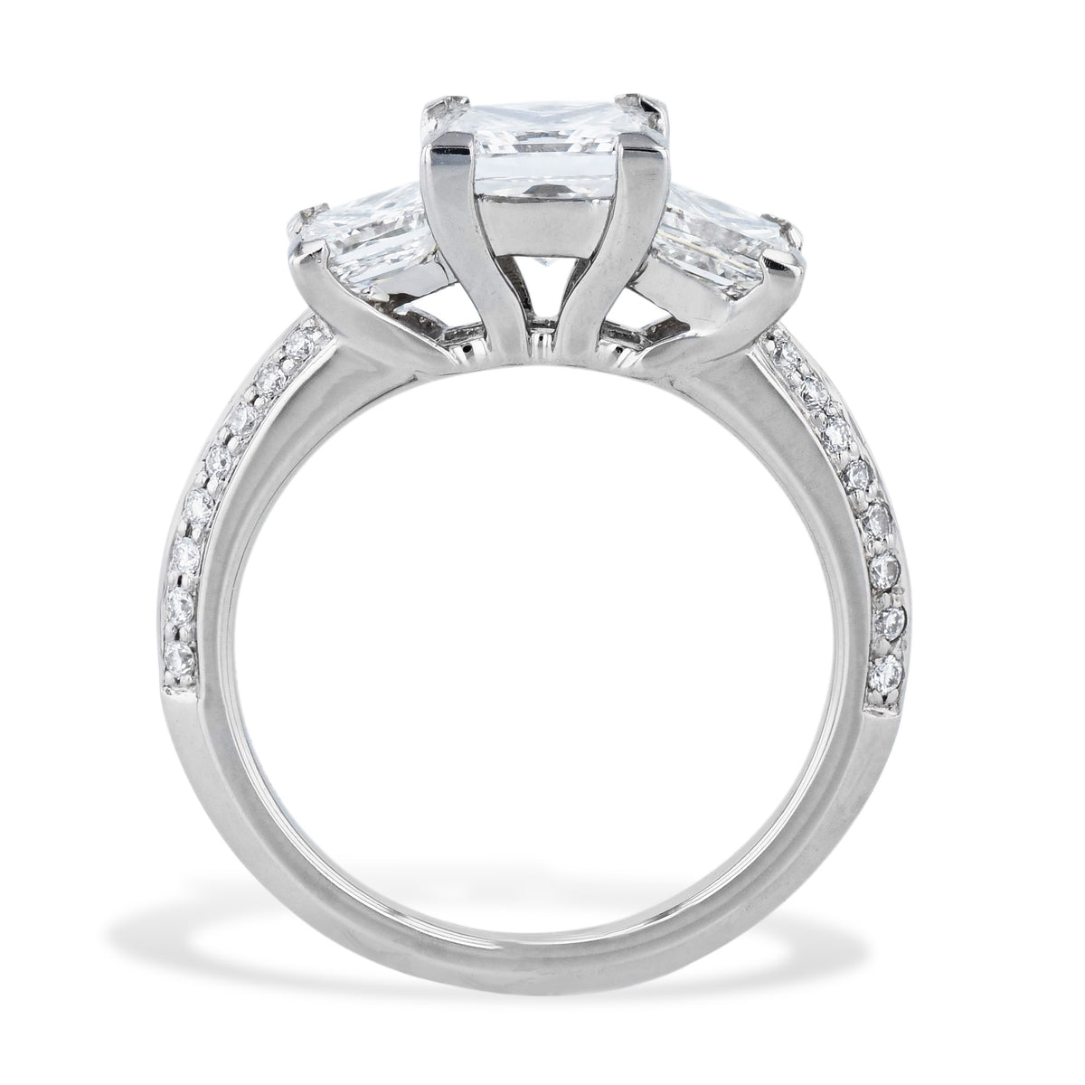 Platinum 3 Princess Cut Diamond Engagement Ring - Alternate View 1