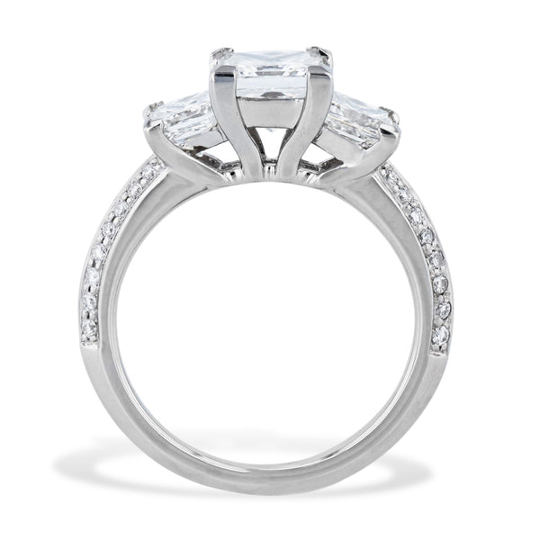 Platinum 3 Princess Cut Diamond Engagement Ring Rings H&H Jewels