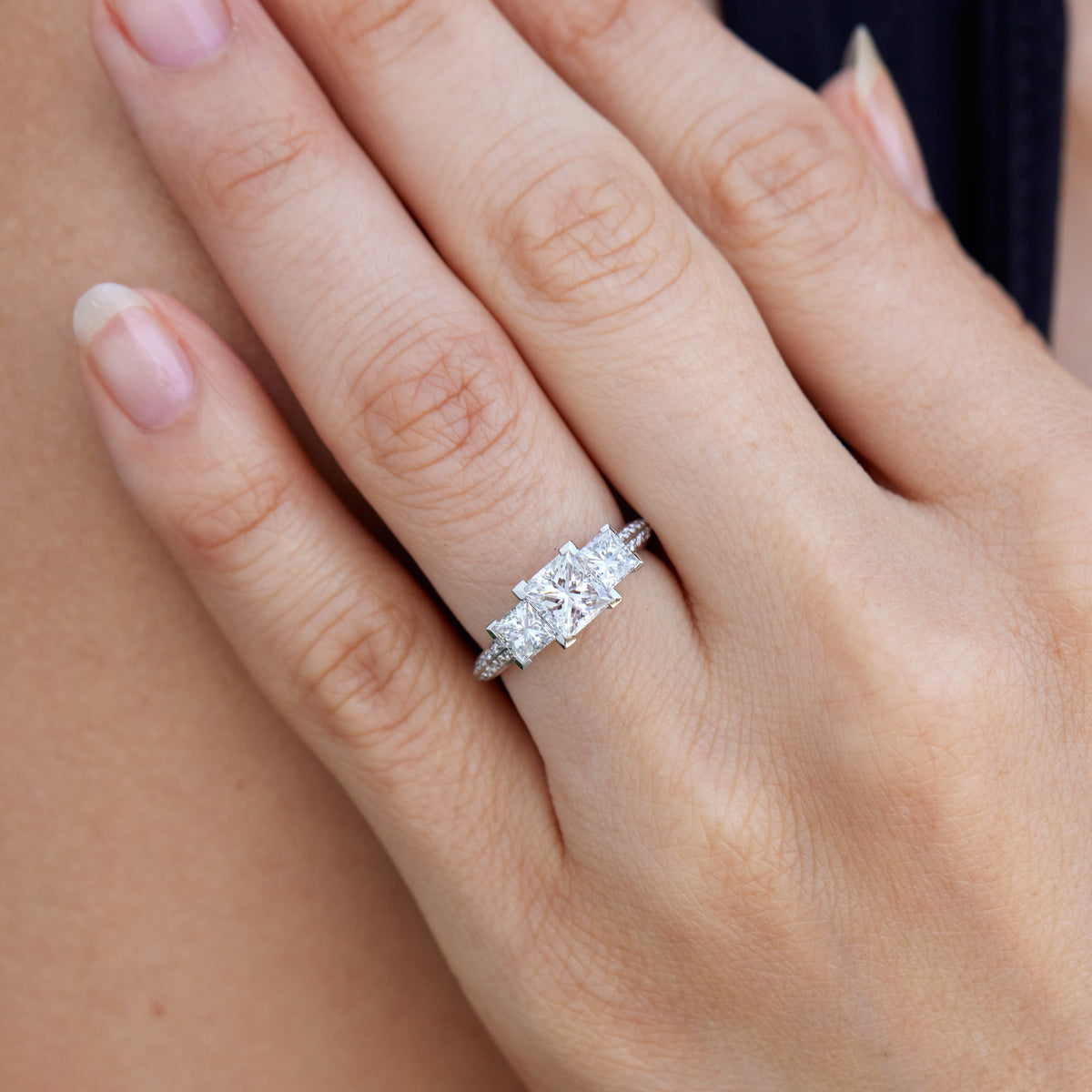 Platinum 3 Princess Cut Diamond Engagement Ring - Alternate View 2