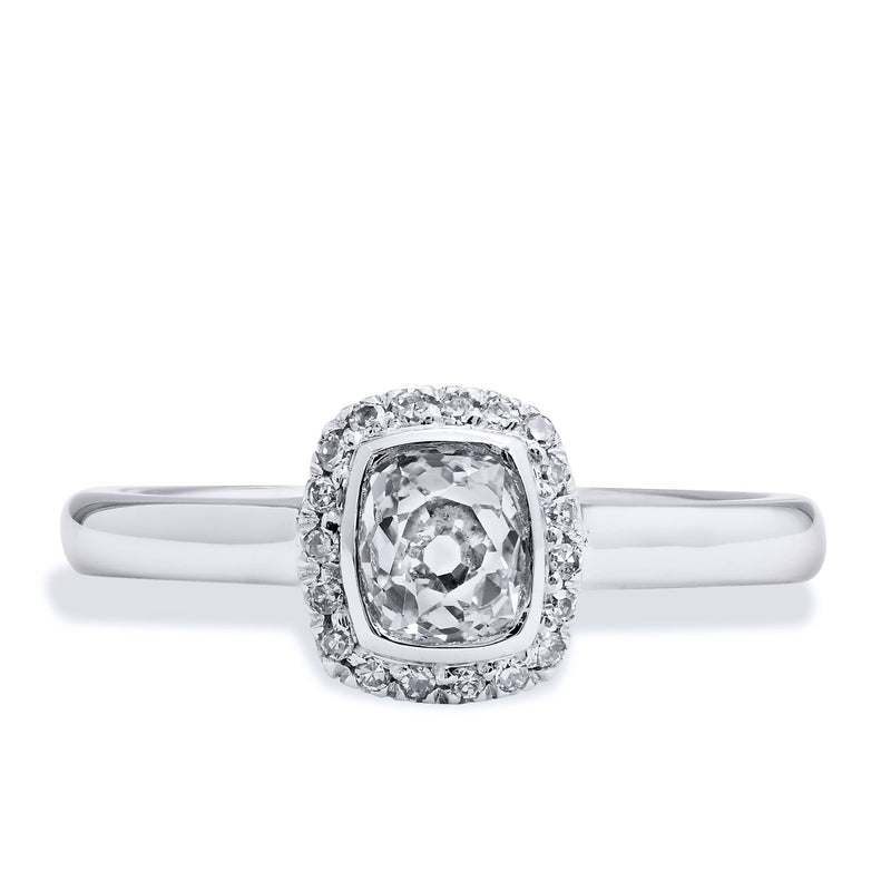 0.75 Carat Old Mine Cut Diamond Gold Engagement Ring Engagement Rings H&H Jewels