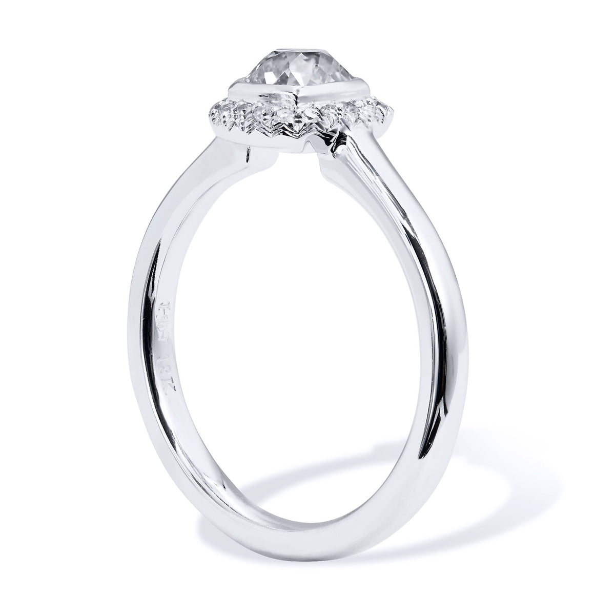 0.75 Carat Old Mine Cut Diamond Gold Engagement Ring - Alternate View 2