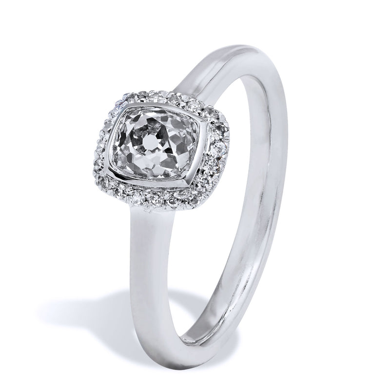 0.75 Carat Old Mine Cut Diamond Gold Engagement Ring Engagement Rings H&H Jewels