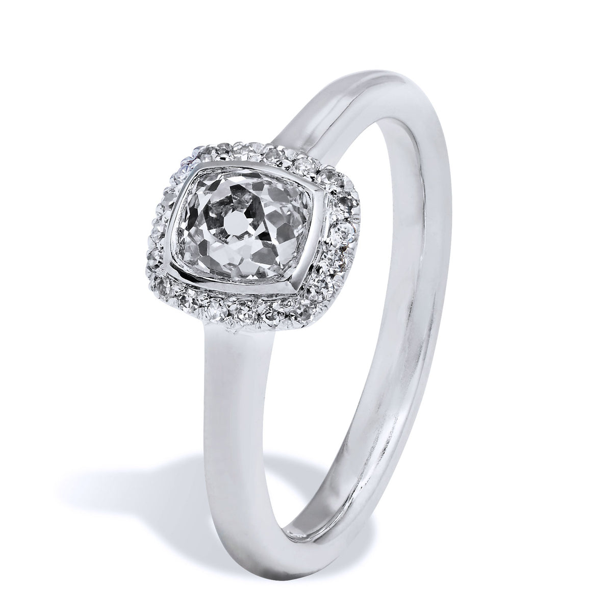0.75 Carat Old Mine Cut Diamond Gold Engagement Ring - Alternate View 1