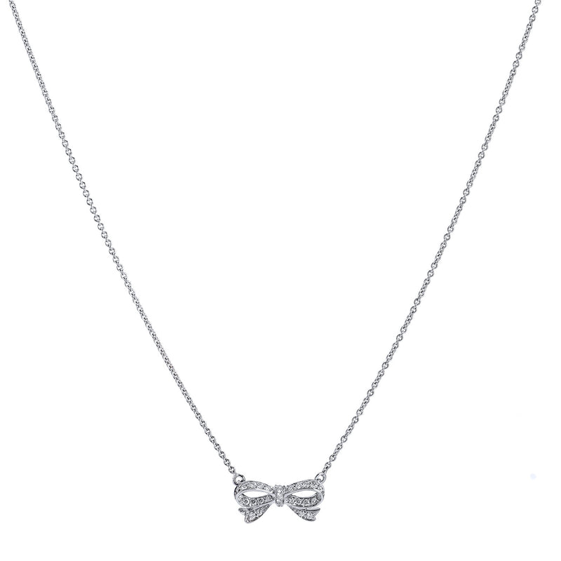 0.15 Carat Diamond Ribbon Bow Pendant Necklace Necklaces H&H Jewels