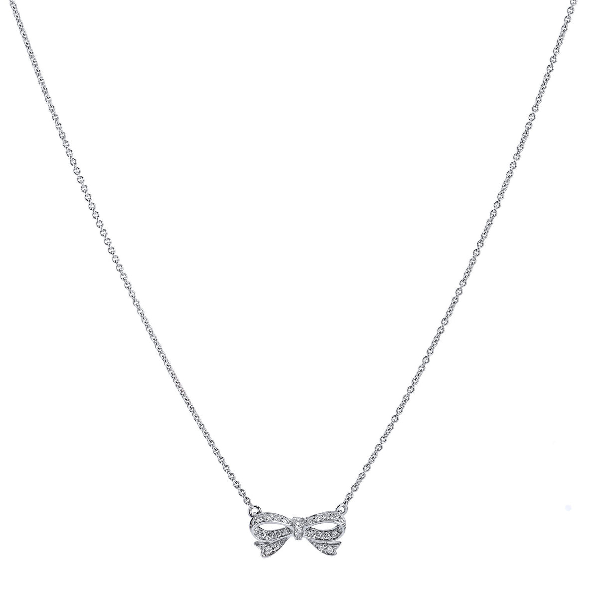 0.15 Carat Diamond Ribbon Bow Pendant Necklace - Alternate View 1
