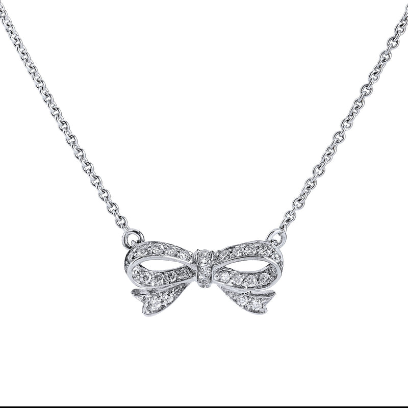 0.15 Carat Diamond Ribbon Bow Pendant Necklace Necklaces H&H Jewels
