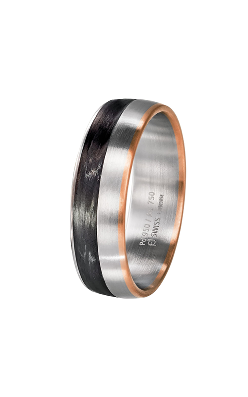 18k Two Tone Gold 6.5mm Wedding Band - Alternate View 1