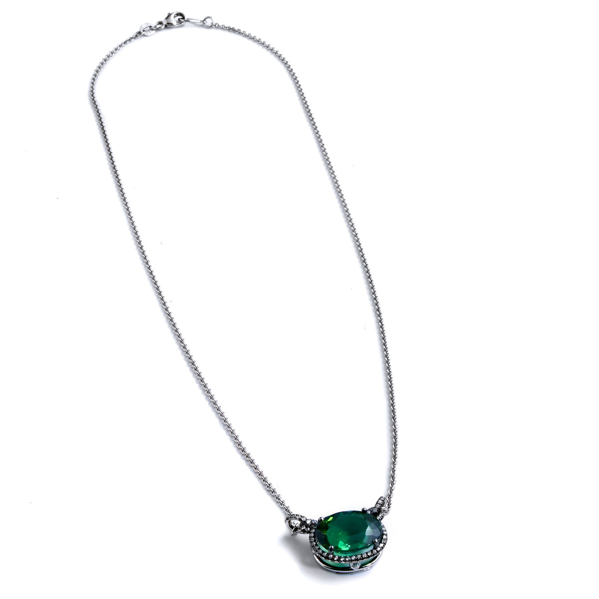 6.43 Carat Green Tourmaline And Diamond Pendant Necklace - Alternate View 1