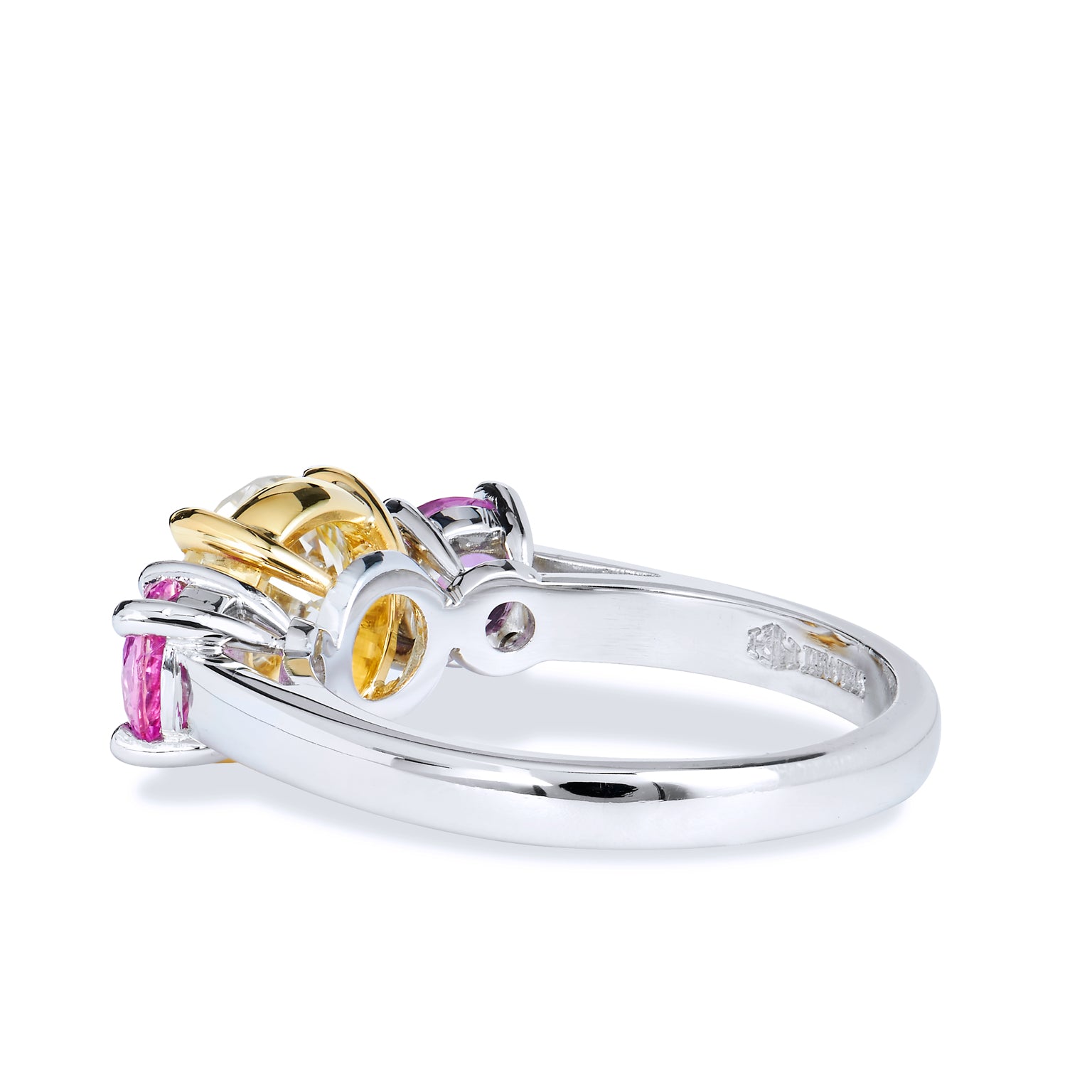 Three Stone Pink Sapphire And Diamond Ring Rings H&amp;H Jewels