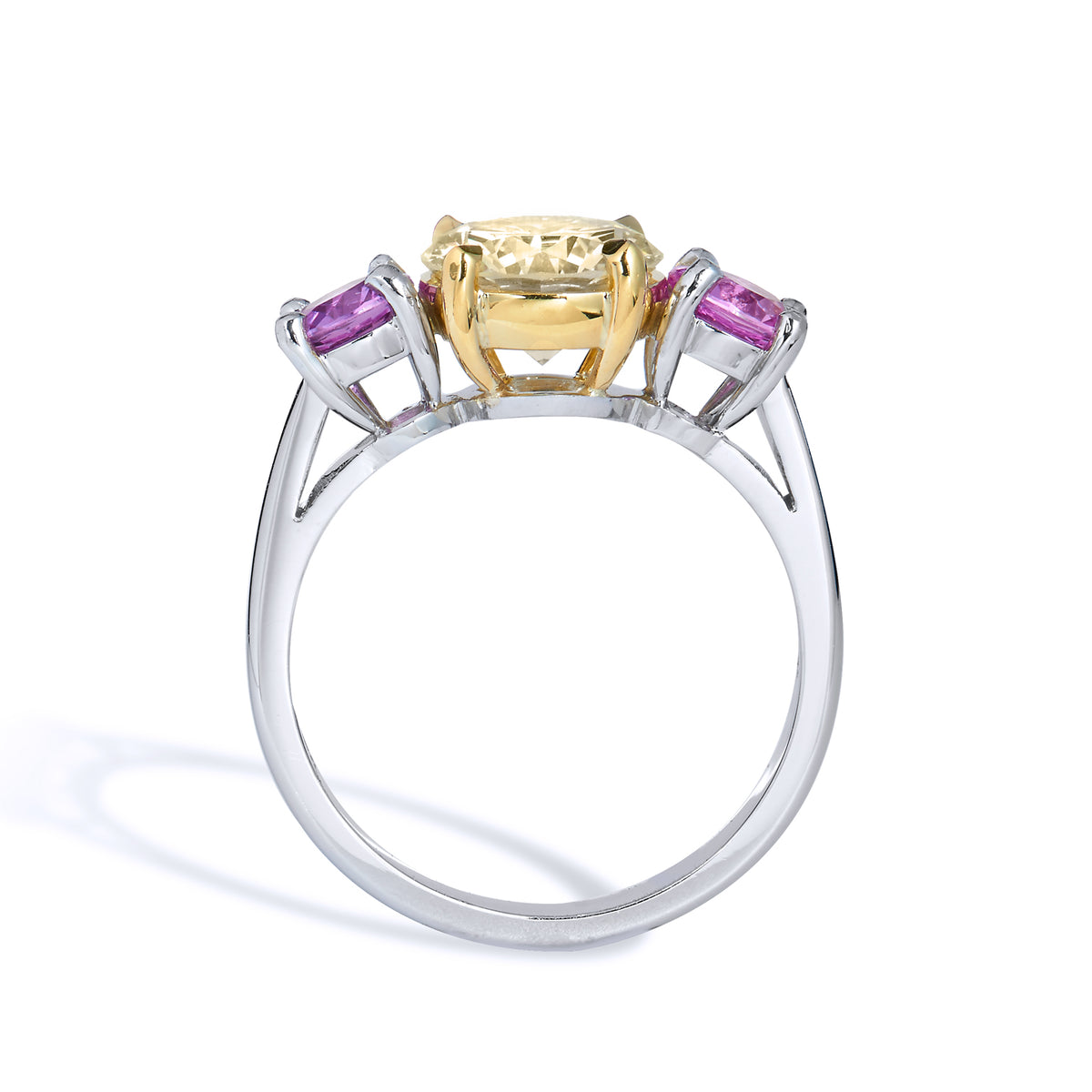 Three Stone Pink Sapphire And Diamond Ring - Alternate View 4