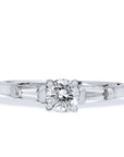 0.40 Carat Round Brilliant Cut and Baguette Diamond White Gold Engagement Ring Engagement Rings H&H Jewels