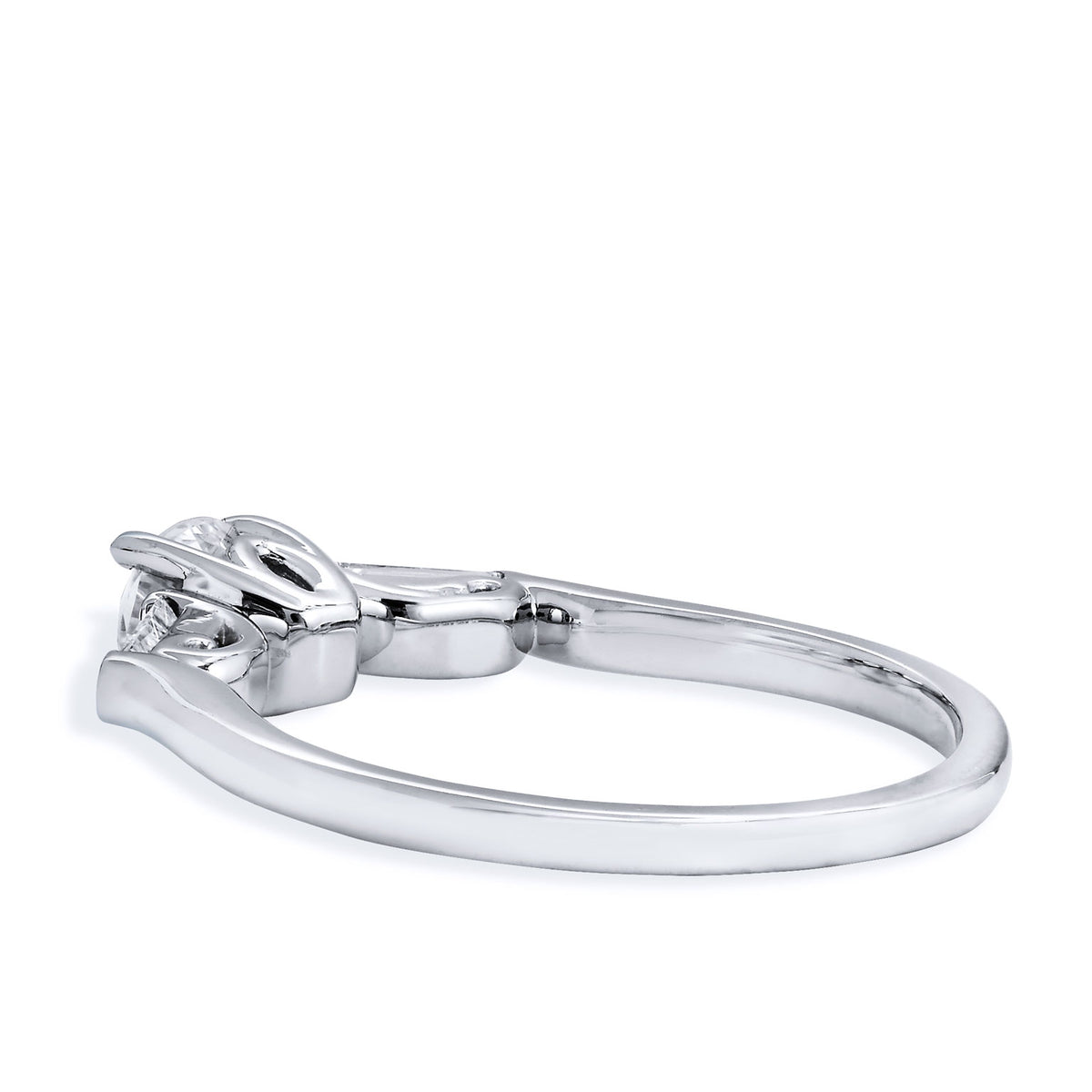 0.40 Carat Round Brilliant Cut and Baguette Diamond White Gold Engagement Ring - Alternate View 3