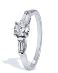 0.40 Carat Round Brilliant Cut and Baguette Diamond White Gold Engagement Ring Engagement Rings H&H Jewels