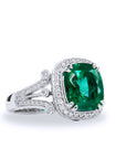 4.09 Carat Zambian Emerald And Diamond Ring Rings H&H Jewels