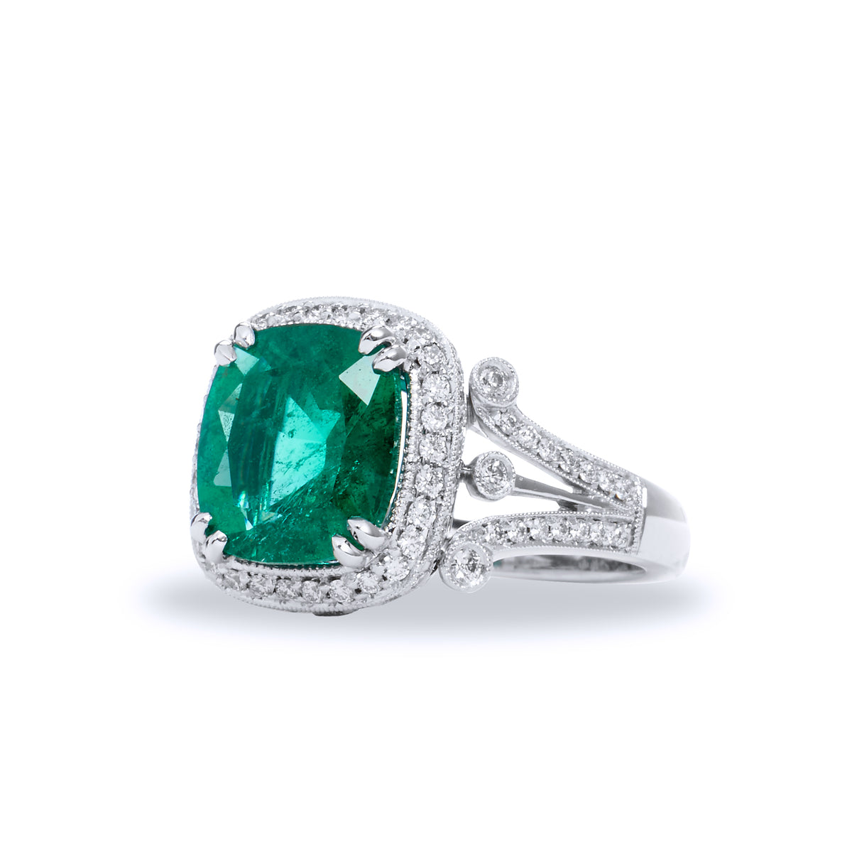 4.09 Carat Zambian Emerald And Diamond Ring - Alternate View 2