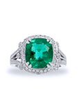 4.09 Carat Zambian Emerald And Diamond Ring Rings H&H Jewels