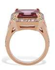 Emerald Cut Pink Tourmaline Diamond Rose Gold Ring Rings H&H Jewels