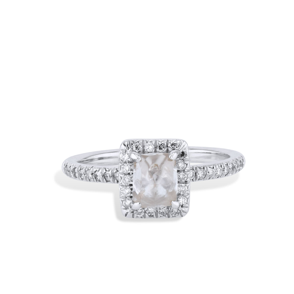 Rough Natural Diamond Palladium Engagement Ring Engagement Rings H&H Jewels