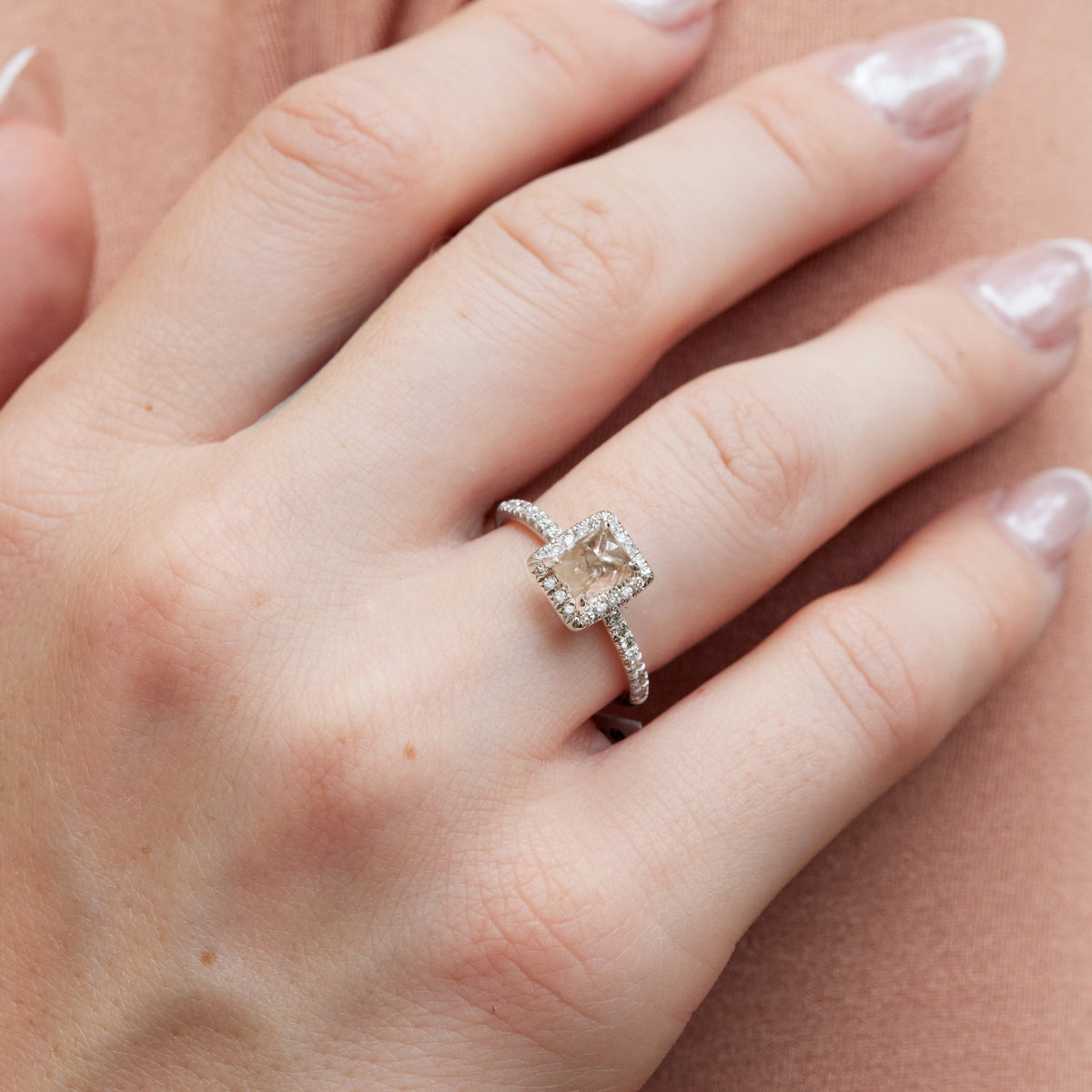 Rough Natural Diamond Palladium Engagement Ring - Alternate View 2