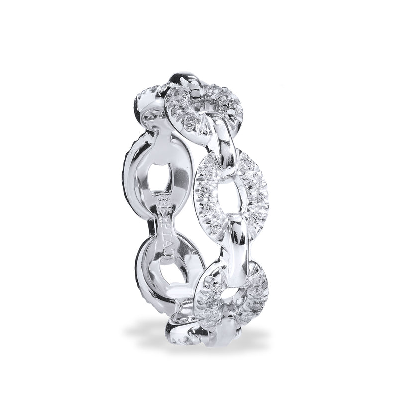 Platinum and Diamond Link Band Rings H&H Jewels