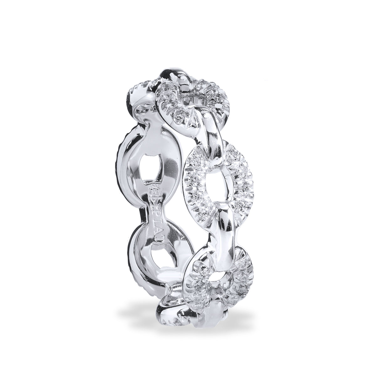 Platinum and Diamond Link Band - Alternate View 1