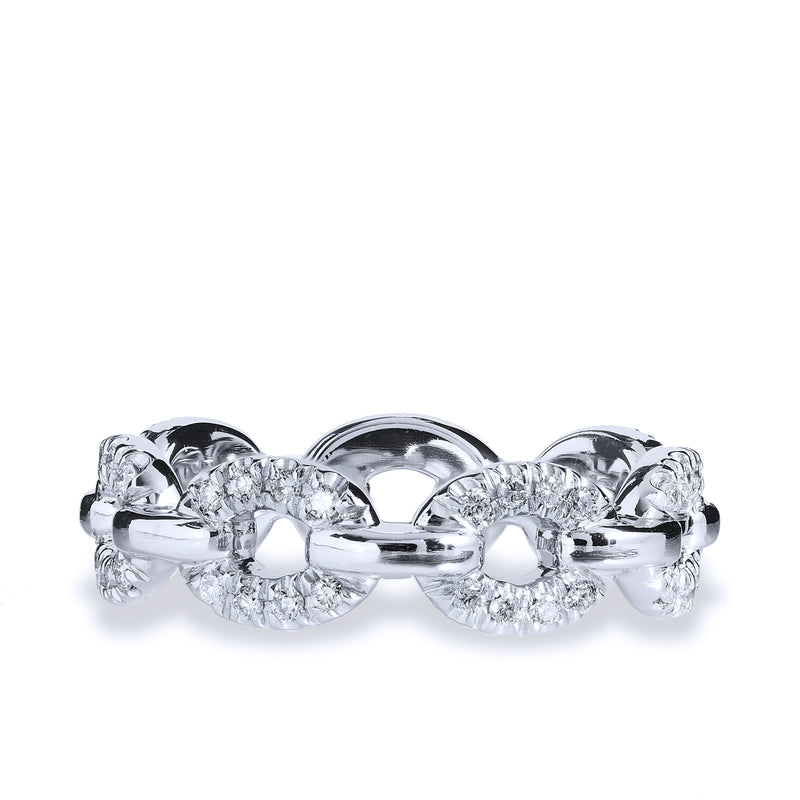 Platinum and Diamond Link Band Rings H&H Jewels