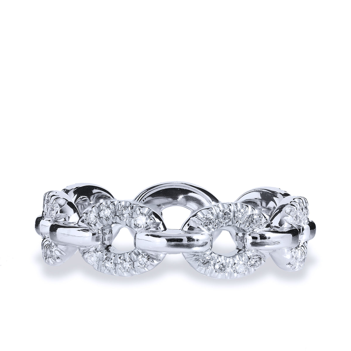 Platinum and Diamond Link Band Rings H&H Jewels