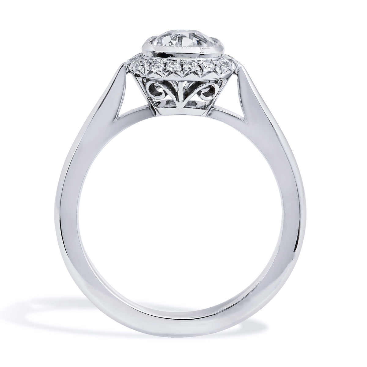 1.04 Carat Antique Cushion Cut Diamond Engagement Ring with Halo - Alternate View 2