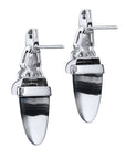 Tongue Cut Banded Agate Platinum Earrings Earrings H&H Jewels