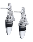 Tongue Cut Banded Agate Platinum Earrings Earrings H&H Jewels