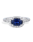 Royal Blue Oval Sapphire Pave Diamond White Gold Ring Rings H&H Jewels