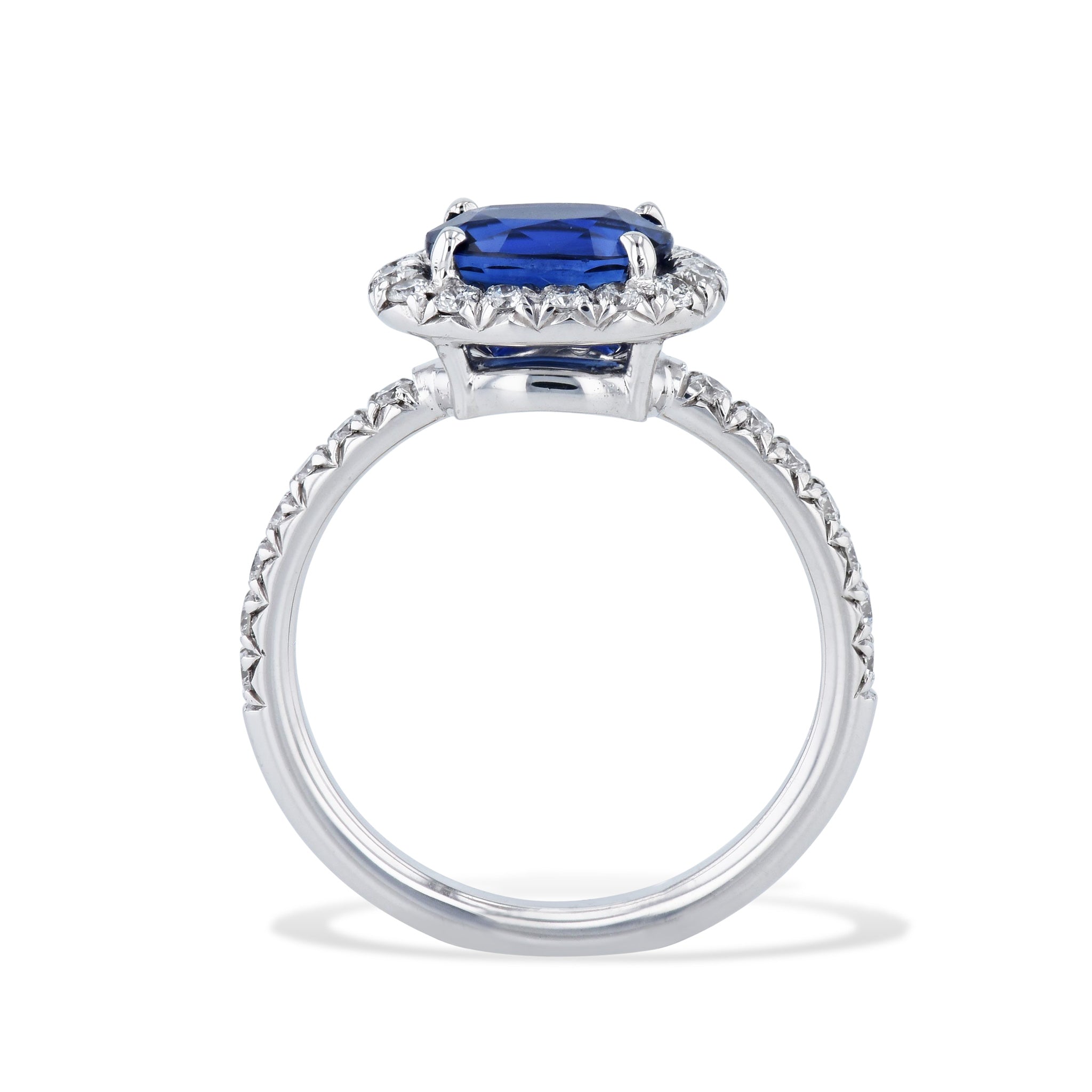 Royal Blue Oval Sapphire Pave Diamond White Gold Ring Rings H&H Jewels