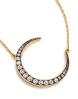 18 Karat Yellow Gold 0.43 Carat Diamond Pave Crescent Moon Pendant Necklace Necklaces H&H Jewels