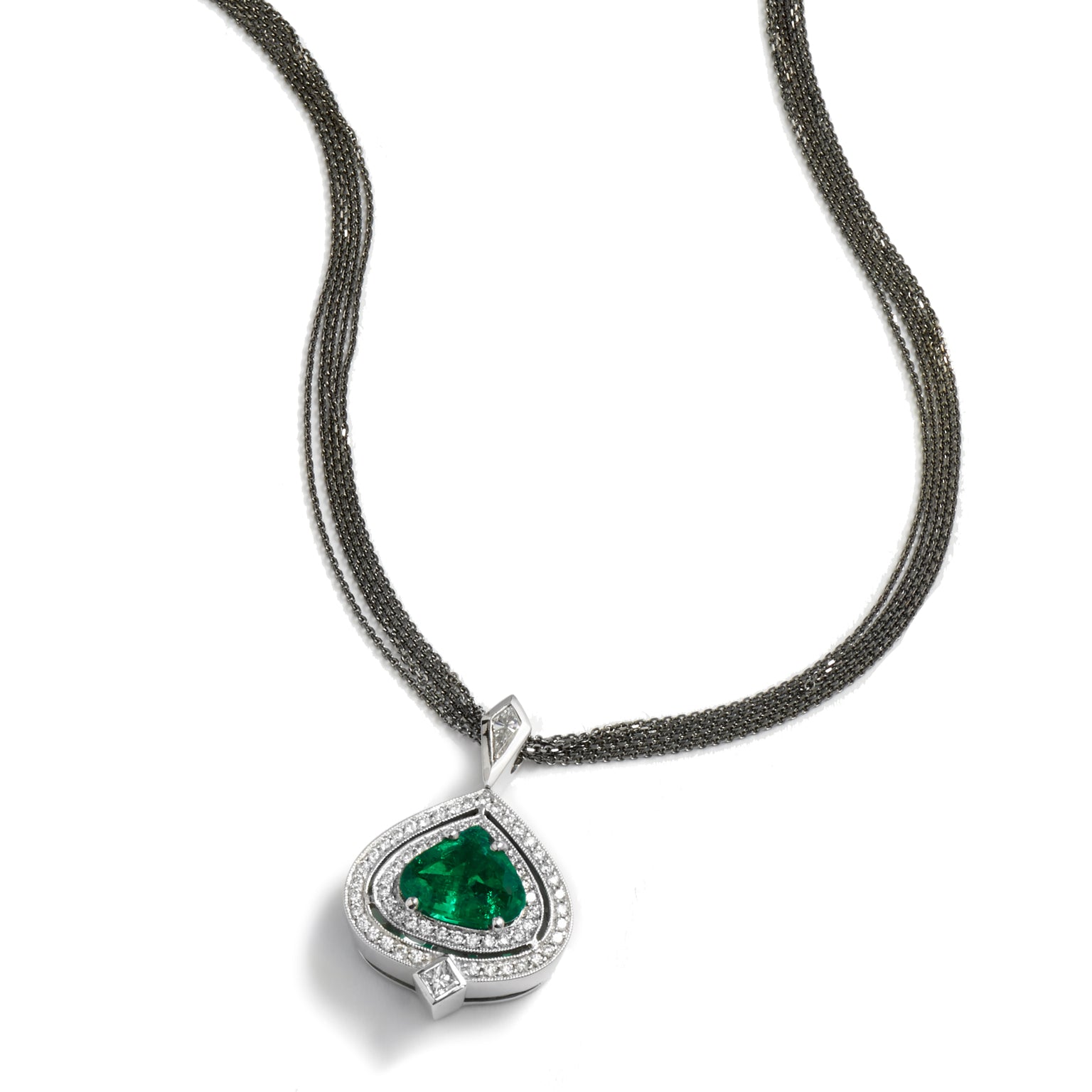 1.89 Carat Colombian Emerald Diamond Gold Pendant Necklaces H&amp;H Jewels