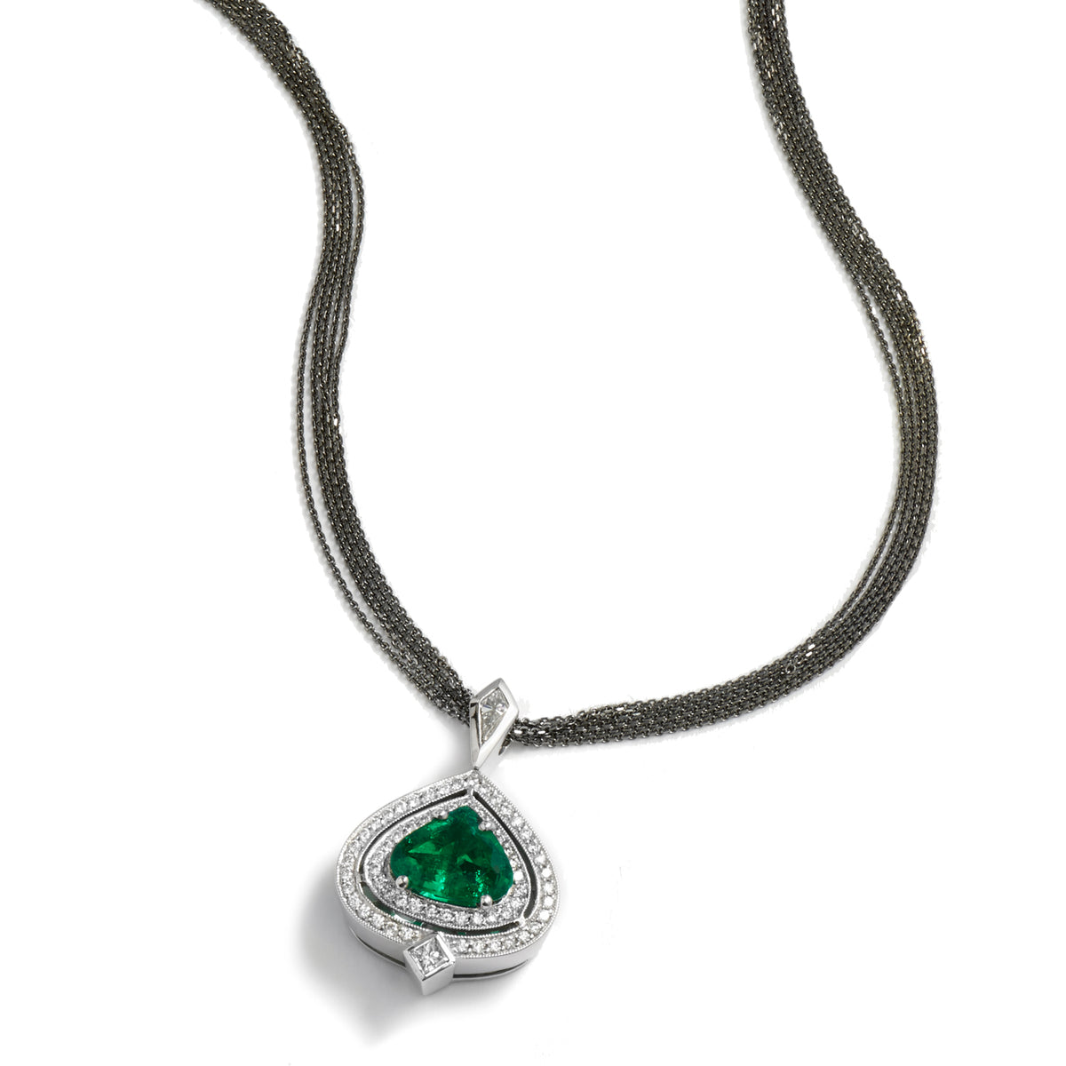 1.89 Carat Colombian Emerald Diamond Gold Pendant - Alternate View 1