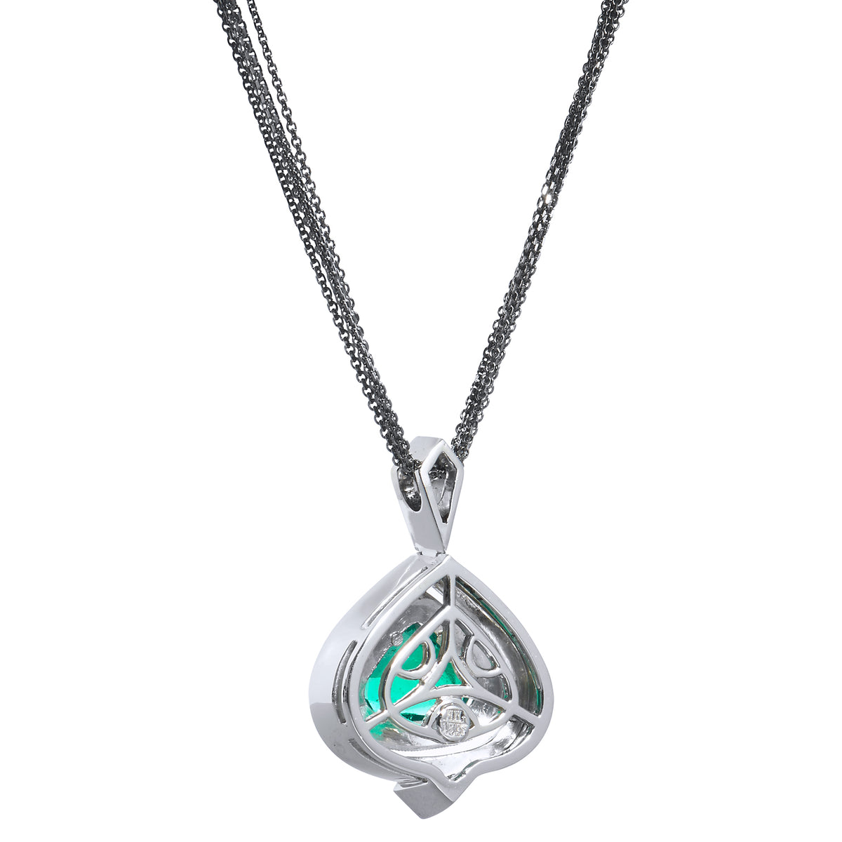 1.89 Carat Colombian Emerald Diamond Gold Pendant - Alternate View 3