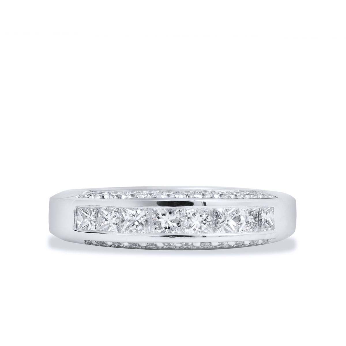 Princess Cut Diamond Palladium Wedding Band Ring Rings H&H Jewels