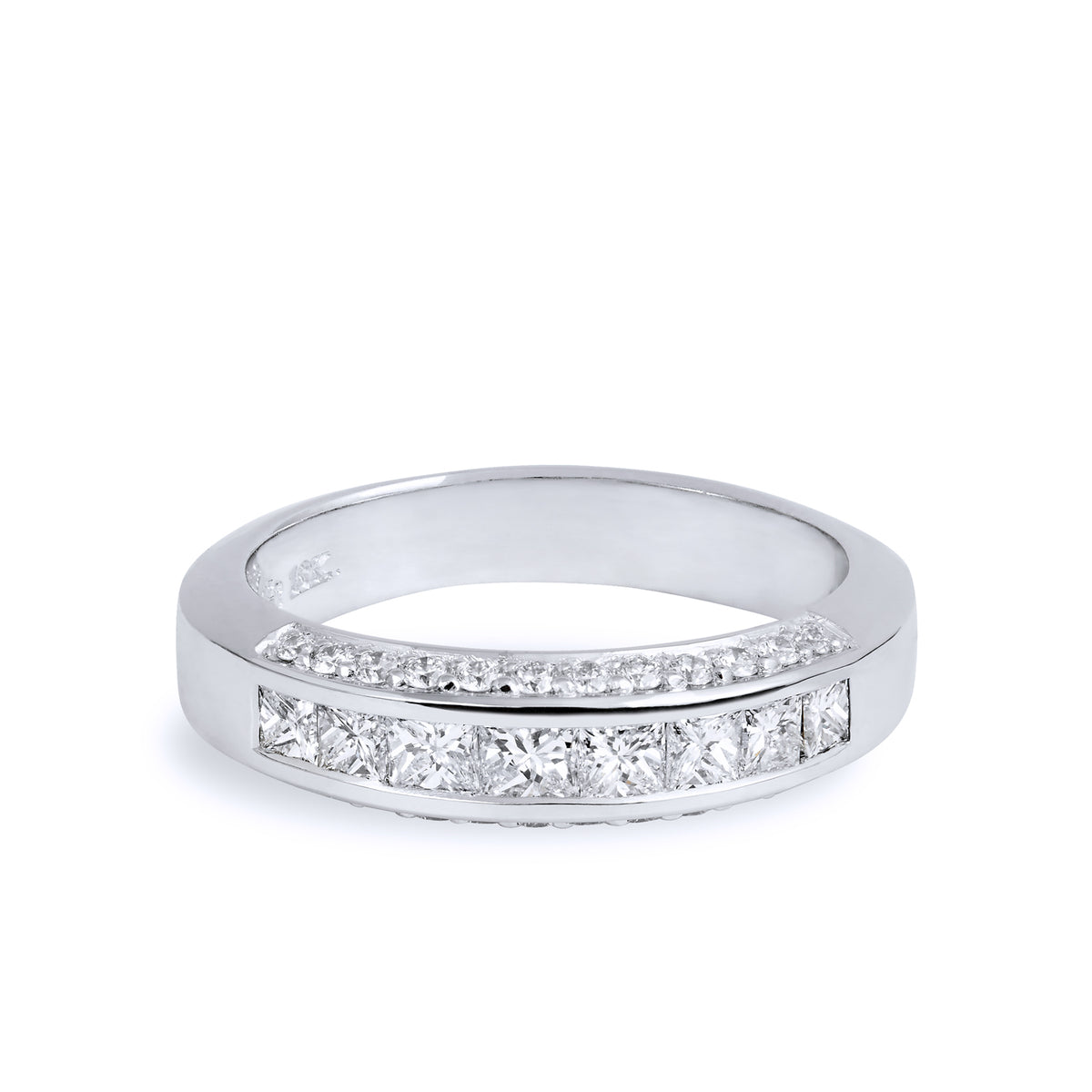 Princess Cut Diamond Palladium Wedding Band Ring - Alternate View 2