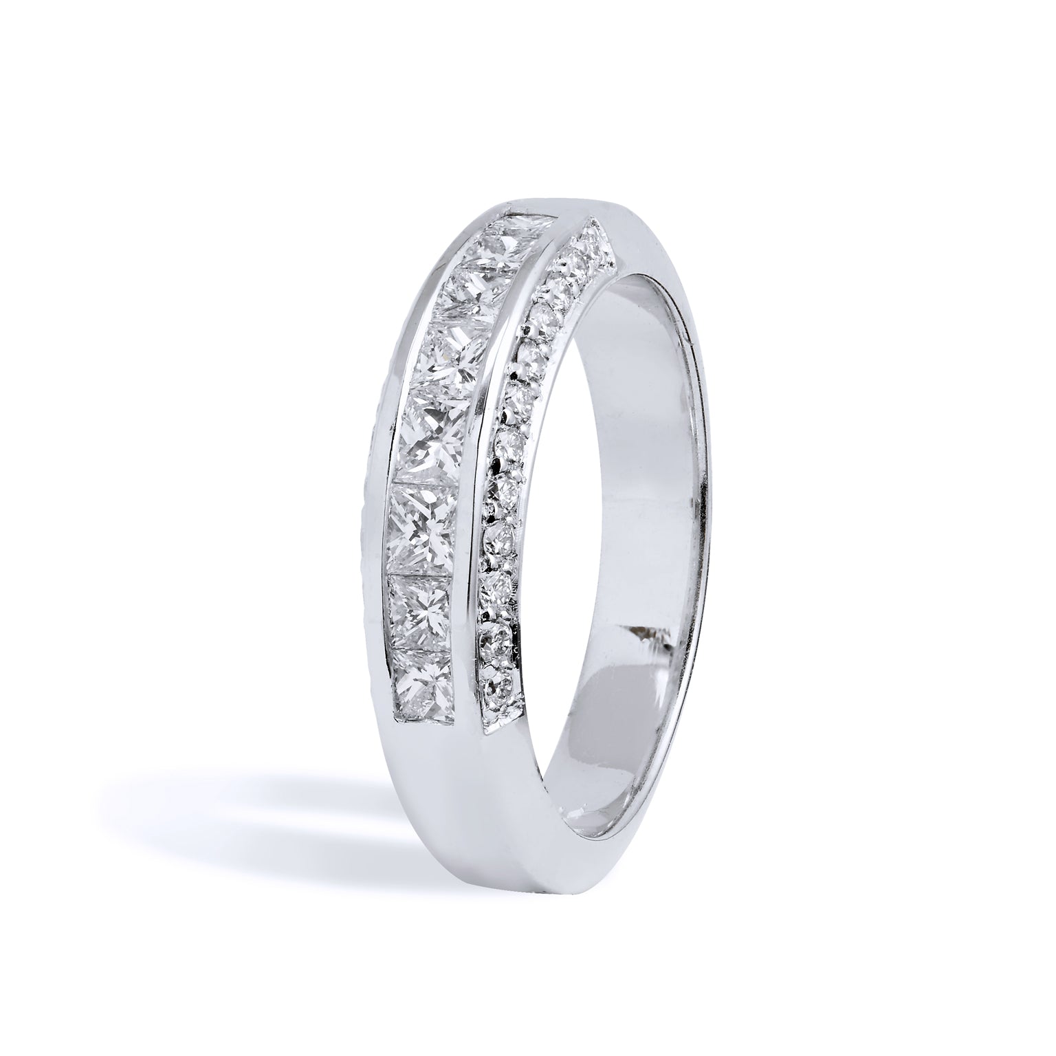 Princess Cut Diamond Palladium Wedding Band Ring Rings H&amp;H Jewels