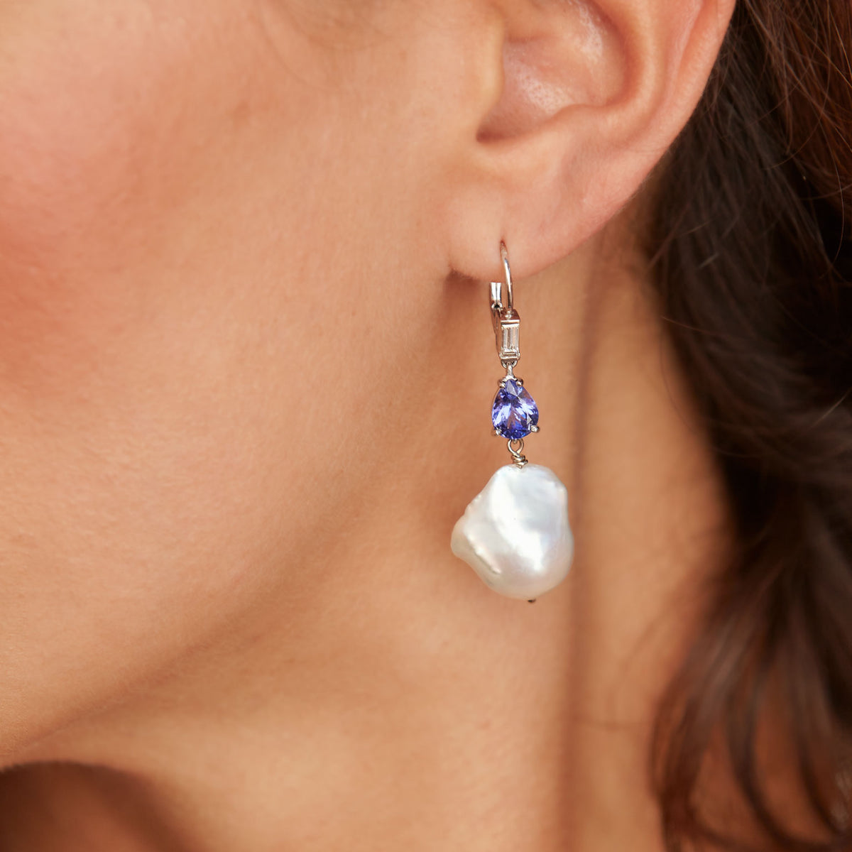 Fresh Water Baroque Pearl Drop Earrings - Alternate View 2