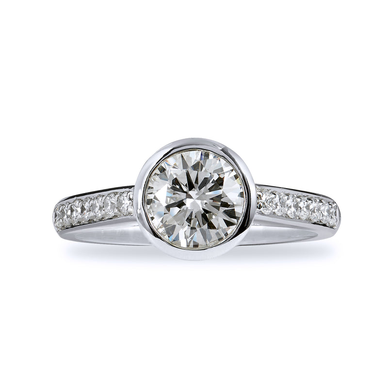 Classic Diamond and Platinum Engagement Ring Rings H&H Jewels