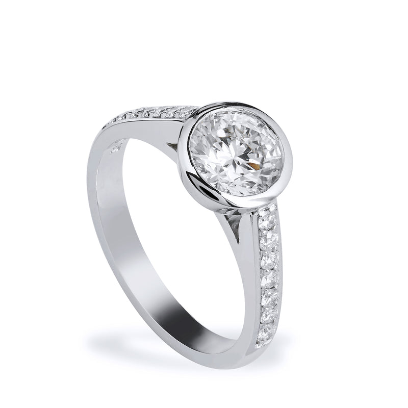Classic Diamond and Platinum Engagement Ring Rings H&H Jewels