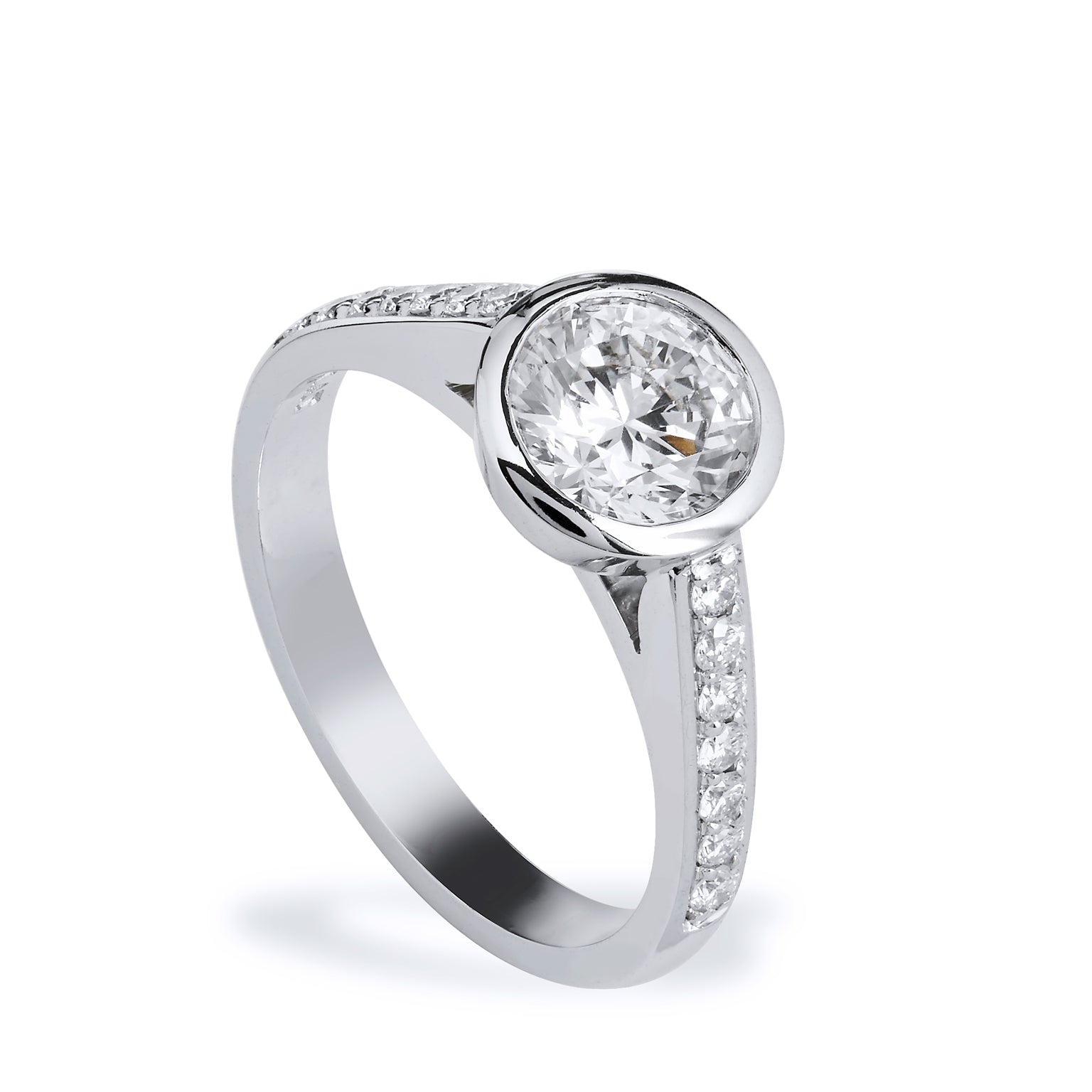Classic Diamond and Platinum Engagement Ring Rings H&amp;H Jewels